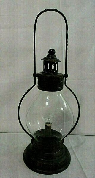Vintage Style Metal & Glass Hurricane Lantern W/hanging Handle,  Battery Operated