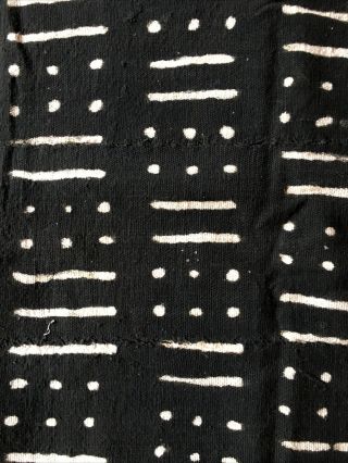 Authentic African Handwoven Black And White Mud Cloth Fabric 58” By 39”