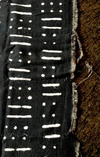 Authentic African Handwoven Black and White Mud Cloth Fabric 58” by 39” 3