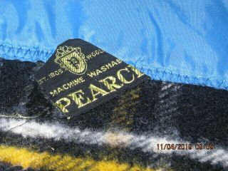 Vintage Pearce Blue Plaid Wool Blanket 82x70 Vgc