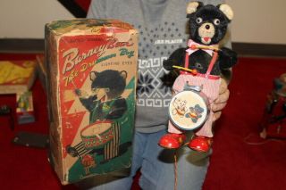 Vintage Cragstan Barney Bear Remote Controlled Battery Op Japan Toy Sign W/box