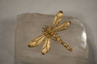 Vintage Crown Trifari Gold Tone Dragonfly Insect Brooch Pin