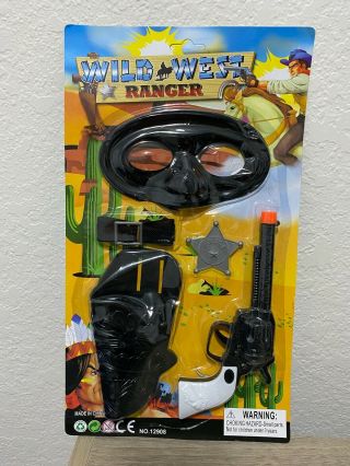 Kids Western Cowboy Toy Gun Holster Set W/ Belt & Mask Badge