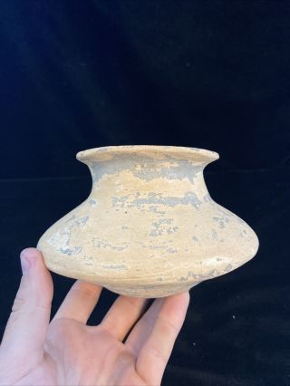 4”d Pre - Columbian Flared Rim Jar South America Authentic Pottery Vessel Rim Chip