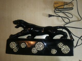 Vintage Ceramic Tv Lamp Black Panther Kron Mid Century 1950s Retro Rockabilly