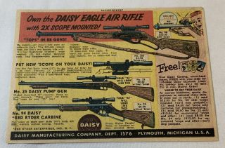 1956 Daisy Eagle Air Rifle Bb Gun Ad Plus Scope,  Pump Gun,  Red Ryder Carbine