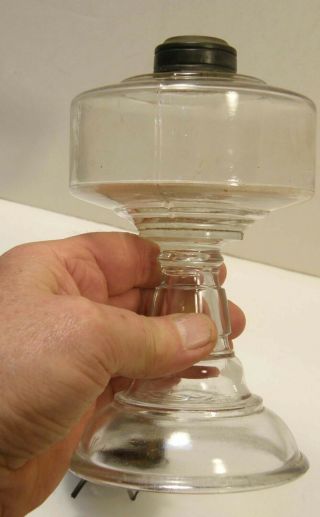 Small Clear Glass Oil Kerosene Lamp With P & A Mfg Plume Atwood Brass Burner
