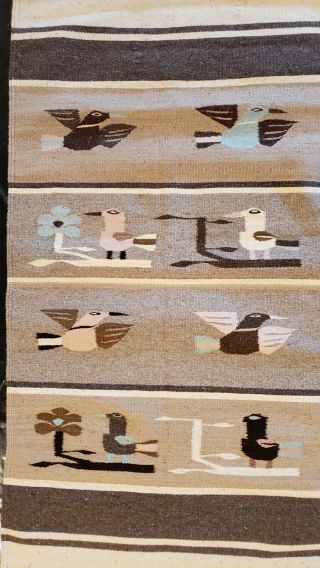 Vintage Zapotec Rug Weaving Southwest Indian Design Oaxaca Birds 29 