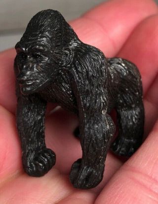 Gorillia Miniature Black Silverback Yowie 1.  5” Collectible Figure Pvc Toy Monkey