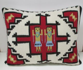 Navajo Weaving Textile Pillow With Figures