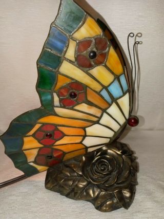 Stained Glass Handcrafted Butterfly Night Light Table Desk Lamp.