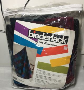 Vintage Biederlack Color Block Throw Blanket Retro Style 60x80