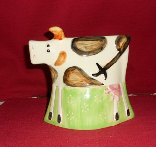 Handmade Pottery Cow Figurine A,  Cond Made In Portugal Bin