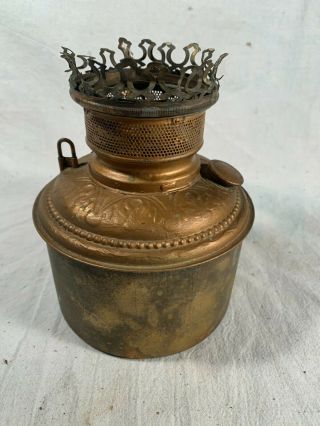 Victorian Brass Oil Lamp Font Electrified To Use Or C1890s