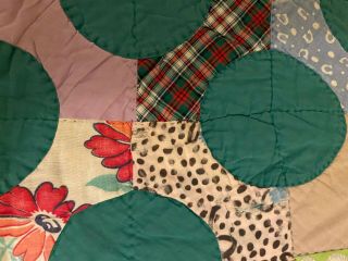 Quarter circle patchwork vintage quilt hand made 83/65 3