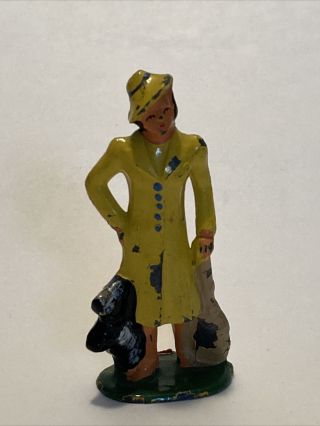 Vintage Barclay Manoil Lead Toy Lady With Scottie Dog & Tennis Racket