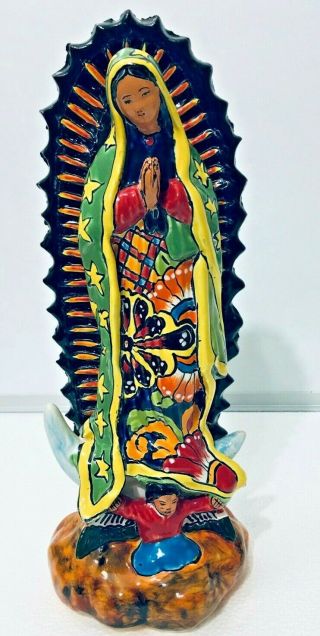 Talavera Virgin Mary Guadalupe Mexican Figure 12”pottery Gerardo Garcia Folk Art