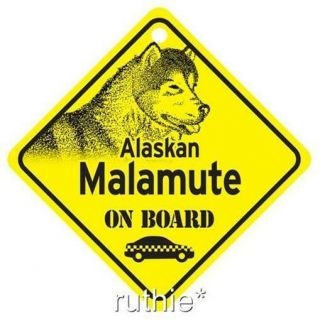 Alaskan Malamute On Board Dog Window Sign Made In Usa