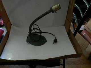 Vintage Scalloped Cast Iron Base Green Paint Lamp