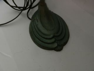 Vintage Scalloped Cast Iron Base green paint Lamp 2