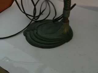 Vintage Scalloped Cast Iron Base green paint Lamp 3