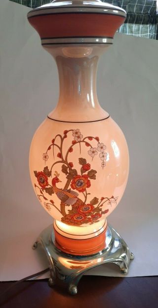 Vintage Ceramic Peacock 3 - Way Table Lamp