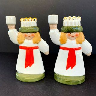Swedish St Santa Lucia Candle Holders Lisa Larson Goebel Sweden Vintage