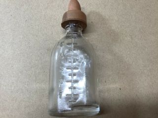 Vintage Glass Toy Doll Baby Bottle Amsco Brand 4”