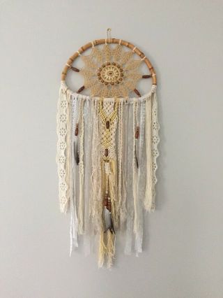 Large 100 Handmade Wall Hanging Decorations Dream Catcher With White Feathers