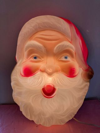 Beco Blow Mold Vtg Christmas Santa Claus Head 18 " Lighted Indoor Outdoor Decor