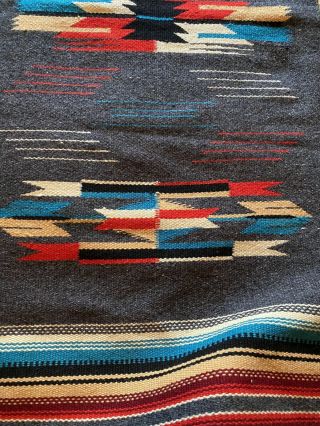 1950 ' s Multi - Color Chimayo Style Weaving.  Machine Woven from Single Ply Yarn. 3