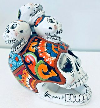 Mexican Talavera Catrina Day Of The Dead Skull Gerardo Garcia Folk Art Pottery