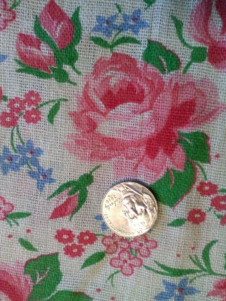 Vintage 1930 ' s - 40 ' s Cotton Feedsack Fabric Material Roses Floral 42 