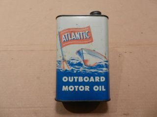 Vintage Atlantic Outboard Motor Oil Can One - Quart Size