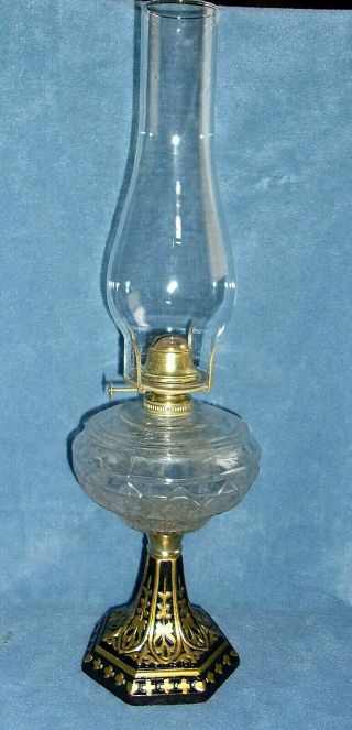 Vintage M.  B.  Co.  Manhattan Brass Gothic Style Kerosene Lamp - 1800 