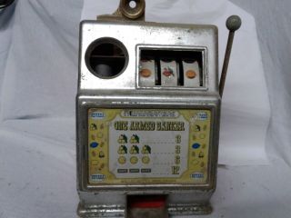 Vintage Toy Slot Machine Bank One Armed Banker Medley Mfg.  Co.  Reno Rough