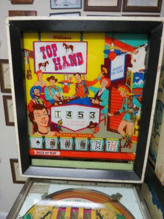 TOP HAND PINBALL MACHINE MANUFACTURED BY WILLIAMS APRIL 1966 2