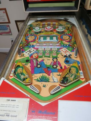 TOP HAND PINBALL MACHINE MANUFACTURED BY WILLIAMS APRIL 1966 3