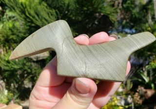 Green Banded Slate Birdstone Indian Artifact