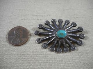 Unusual Fred Harvey Era Navajo Silver & Turquoise Pin Brooch