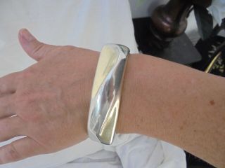 Vintage Solid Silver & Gold Two Tone Bangle Bracelet Chunky Thick Heavy 48g