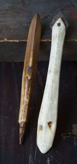 Alaskan Eskimo Bering Sea Bone Artifact Arrow Head Harpoon Point Native American 2