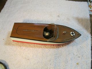 Vintage Chris Craft Wooden Model Boat With Motor