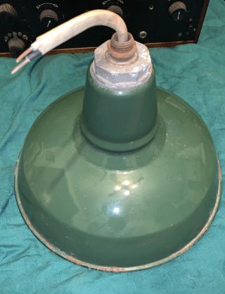 Vintage Industrial Green Porcelain Enamel Shade Barn Light Fixture