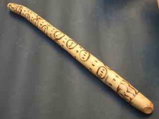 Old Aboriginal Wood Digging Stick with Pokerwork Decor Vintage Native Art 3