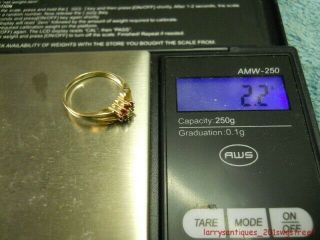 Vtg.  Ladies 14k Gold Ring W/ Small Diamond & Stones Weight 2.  2 Grams (nr)