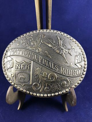 1991 National Finals Rodeo Nfr Prca Limited Edition Brass Belt Buckle