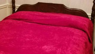 Vintage Crushed Velvet Bedspread w/ Fringe Queen/King 100x120 EUC 2