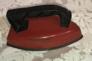 Vintage Child Red Metal Toy Iron Pretend Play Time Black Plastic Handle