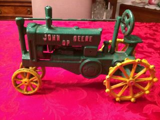 Vintage John Deere Cast Iron Toy Tractor
